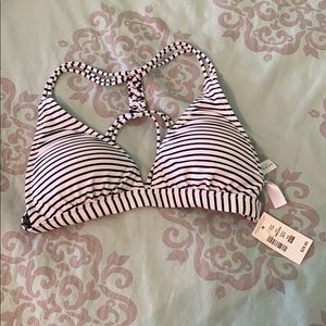 Cute white/ navy blue stripe bikini top! Brand new